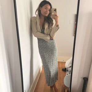 Bershka Tan Cropped Suit Jacket